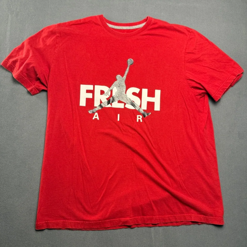 Jordan T-Shirt Mens XXL Red Fresh Air Jumpman Graphic Tee Short Sleeve Cotton
